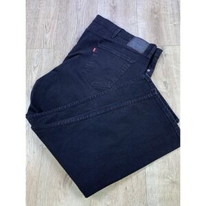 Levis 502 Jeans 52x30 Men Black Denim Regular Taper Fit Pockets Casual Dark Wash